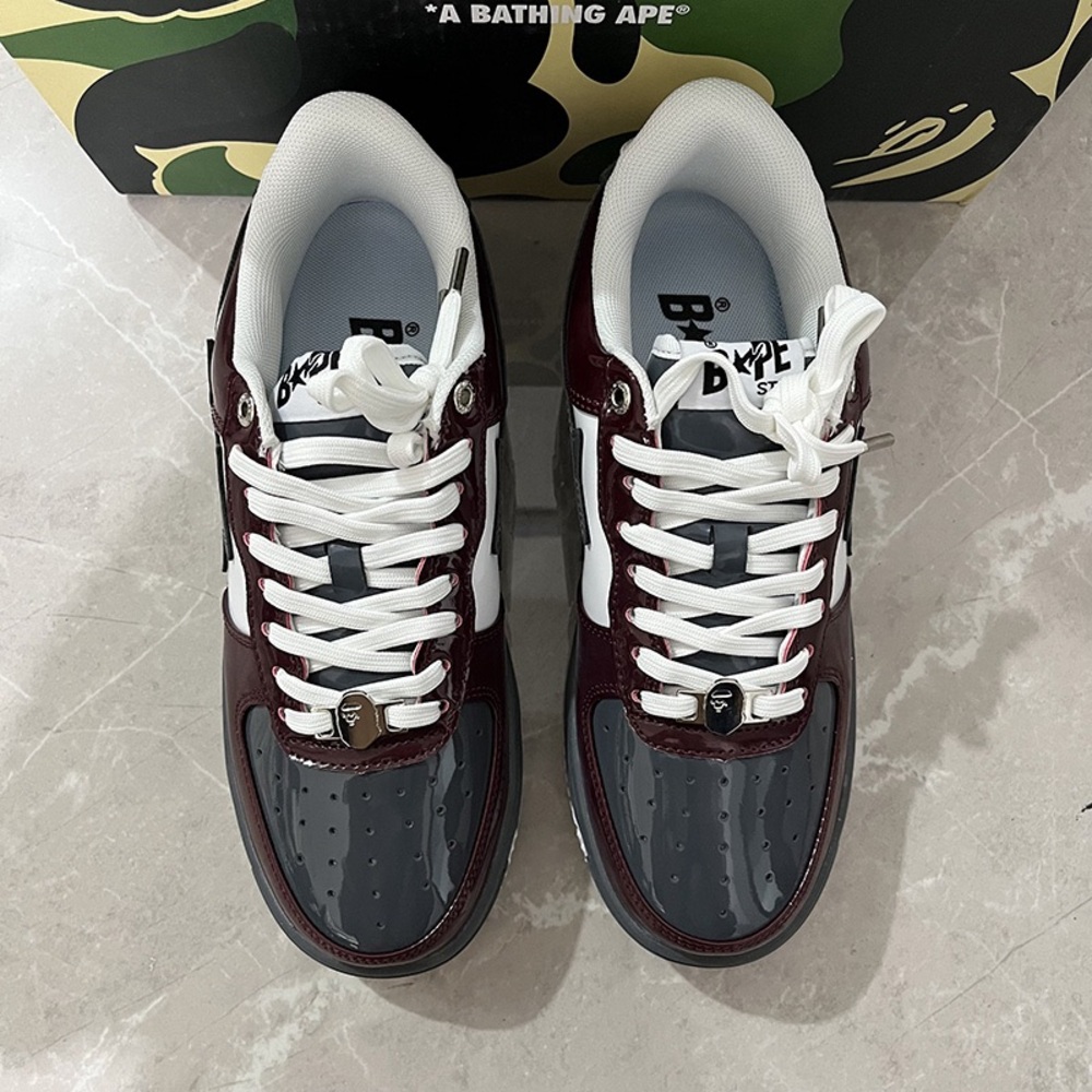 Bape Sta Grey And Purple Sneakers